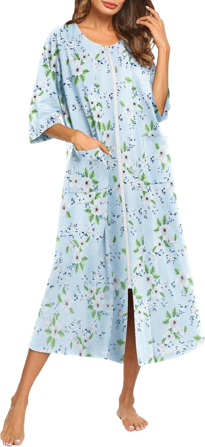 Ekouaer Women's Zipper Robe for Comfort and Style at Home