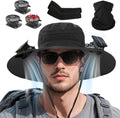Solar Fan Hat for Men Wide Brim Sun Hat with 3 Fans - Cooling Outdoor