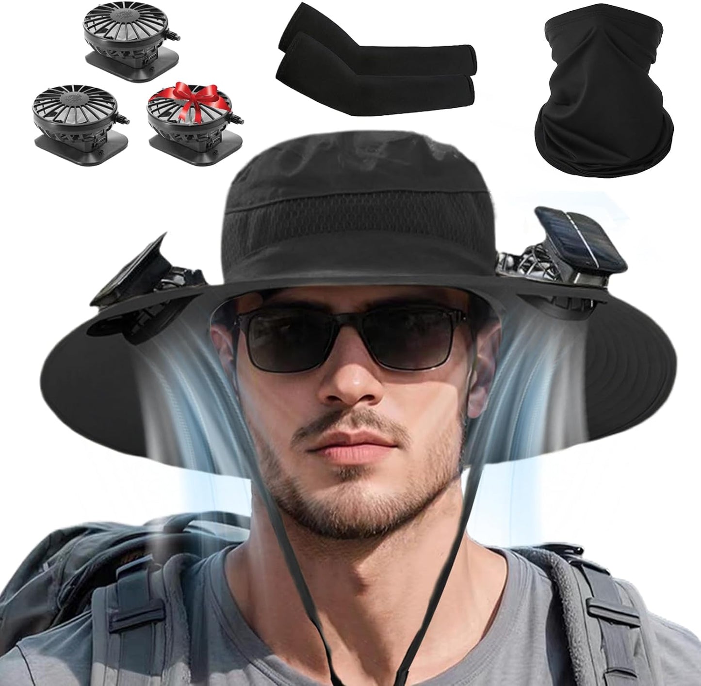 Solar Fan Hat with 3 Built-in Fans for Outdoor Activities