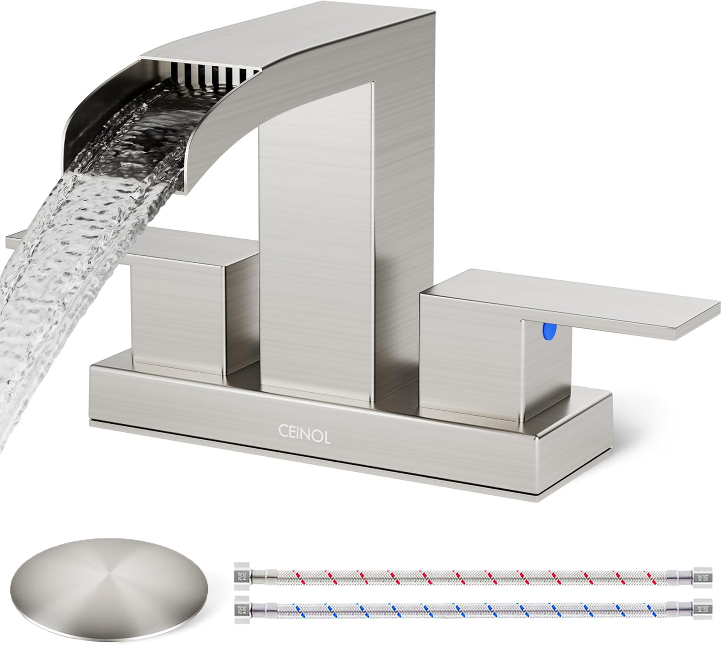 Modern Brushed Nickel Bathroom Sink Faucet with Pop-up Drain