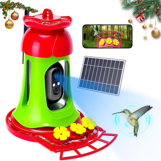 AI Smart Hummingbird Feeder, Solar Powered Camera, Real-Time Viewing