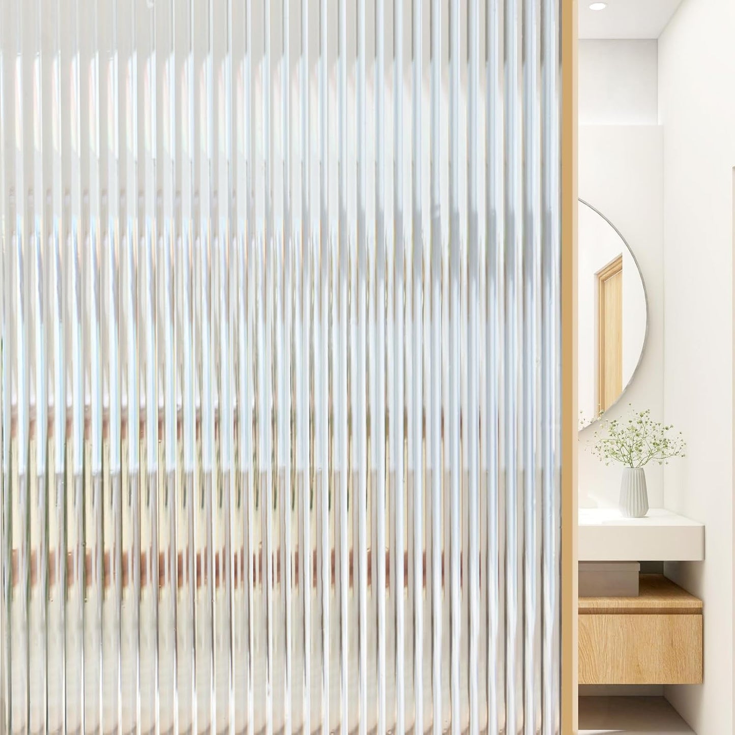 Beautyhero Window Privacy Film for Frosted Reeded Glass Style