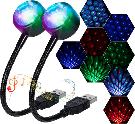 Portable Car Star Projector Lights - 4 Colors, 9 Modes - 2 Pack
