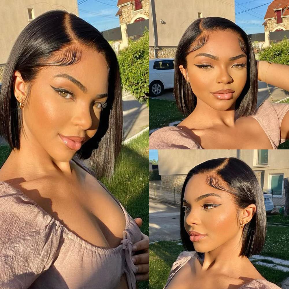 Bob Wig Human Hair Frontal Lace Wig for Women 8 inches Long