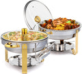 Chafing Dish Buffet Set 5QT 2-Pack Round Stainless Steel - Elegant
