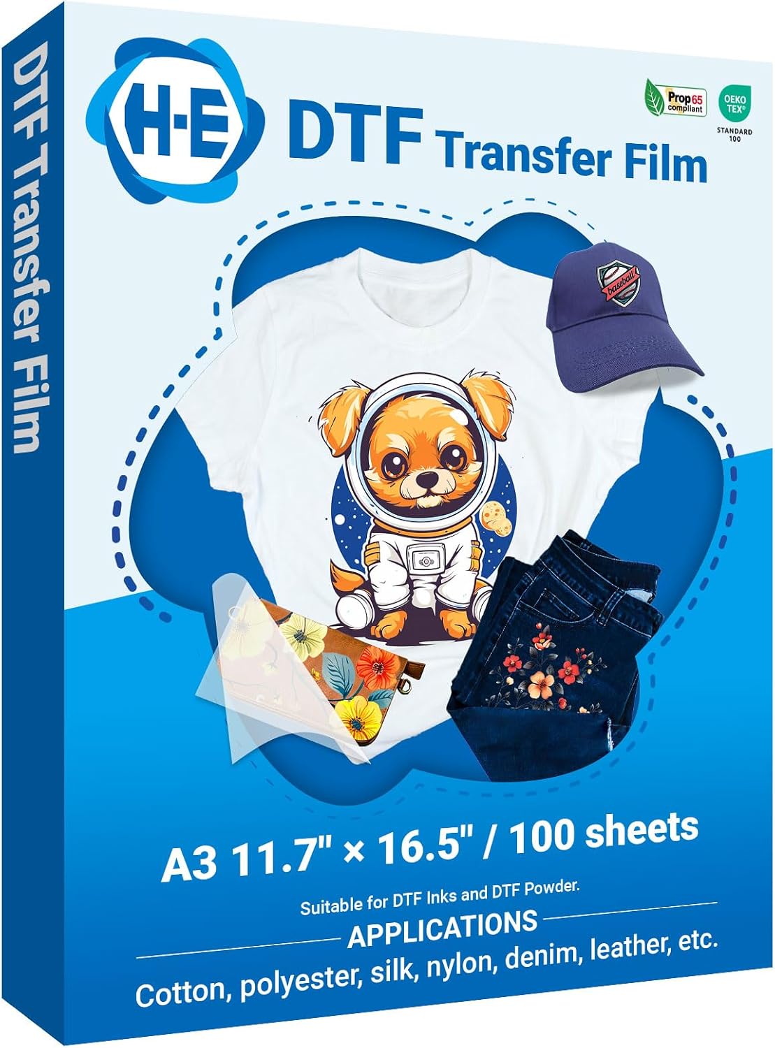 Premium Double-Sided DTF Transfer Film - Hot Peel, Inkjet Sublimation - 100 Sheets