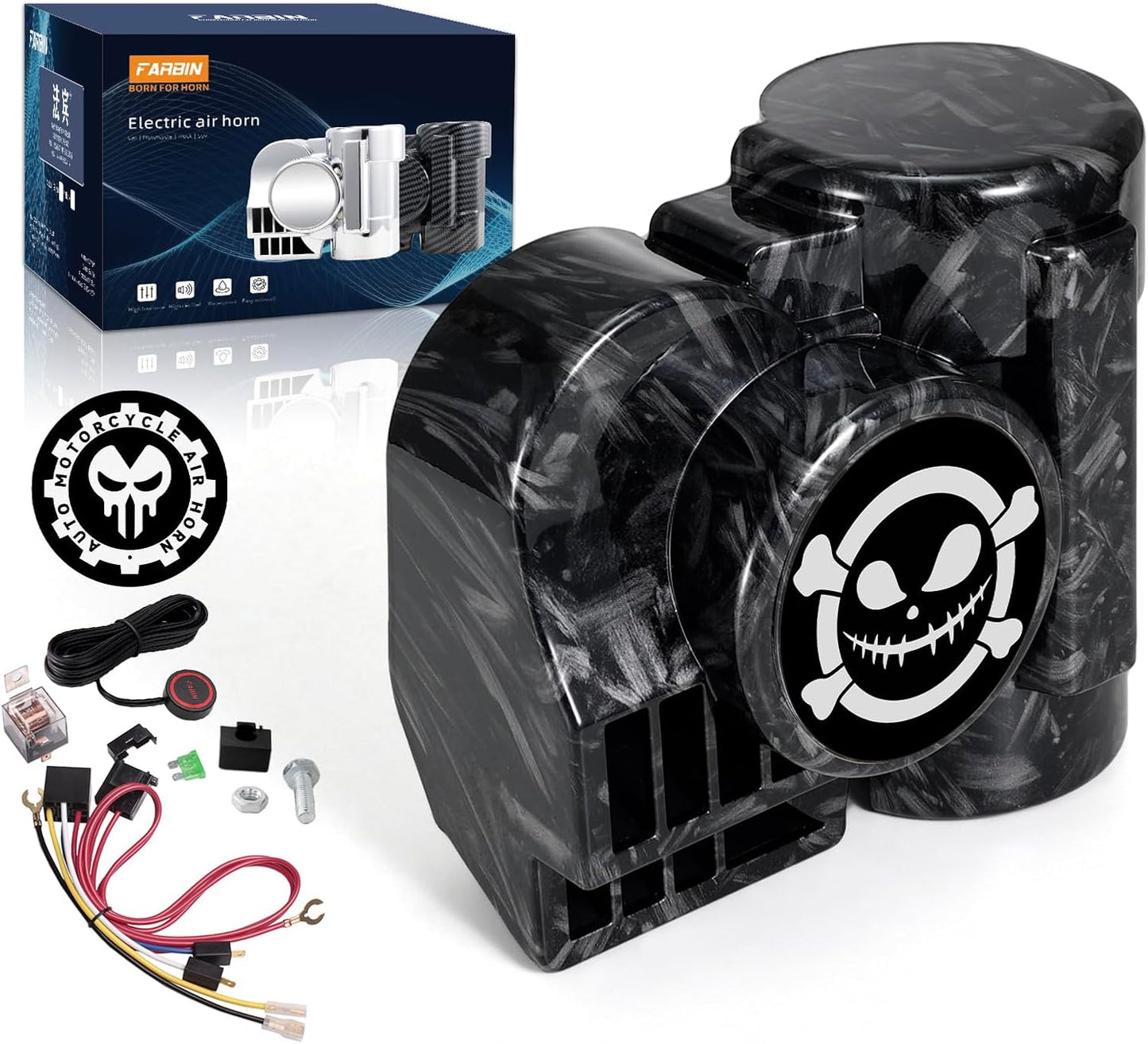 FARBIN Air Horn Motorcycle Horn 12V 150DB Super Loud Kit