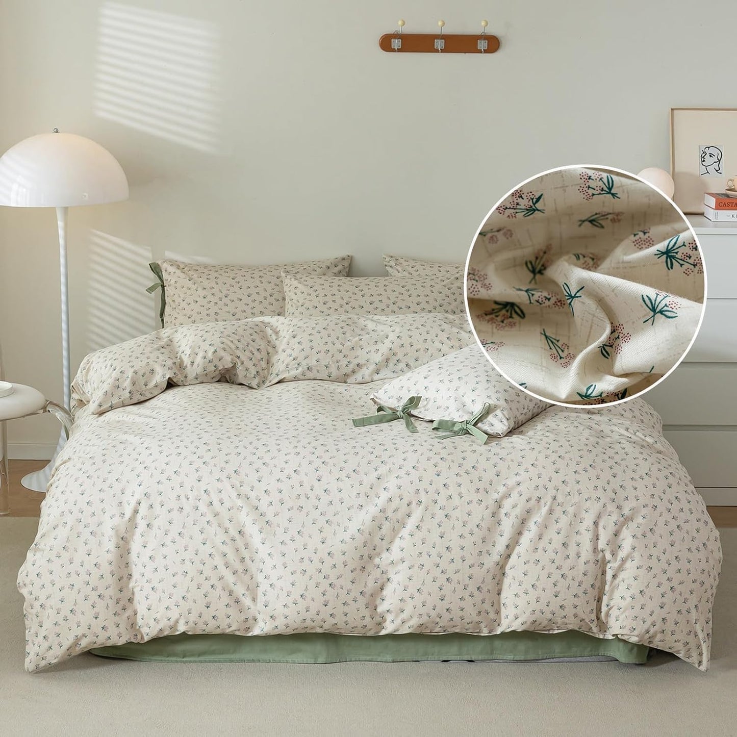 LifeTB Green Floral Duvet Cover Twin XL Set for Cozy Sleep