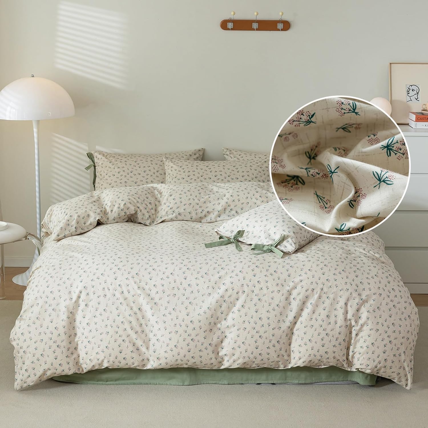 LifeTB Green Floral Duvet Cover Twin XL Set for Cozy Sleep