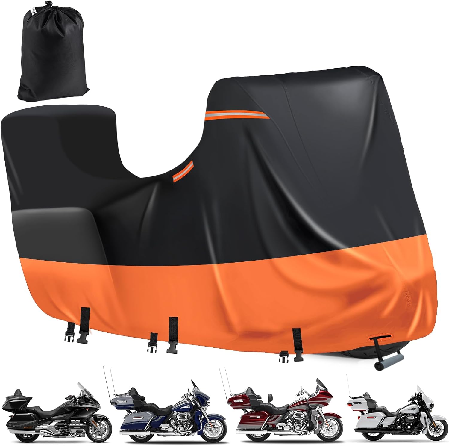 Waterproof Motorcycle Cover for Touring Models, Heavy Duty 600D