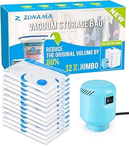 Z ZONAMA Vacuum Storage Bags with Electric Pump for Space Saving