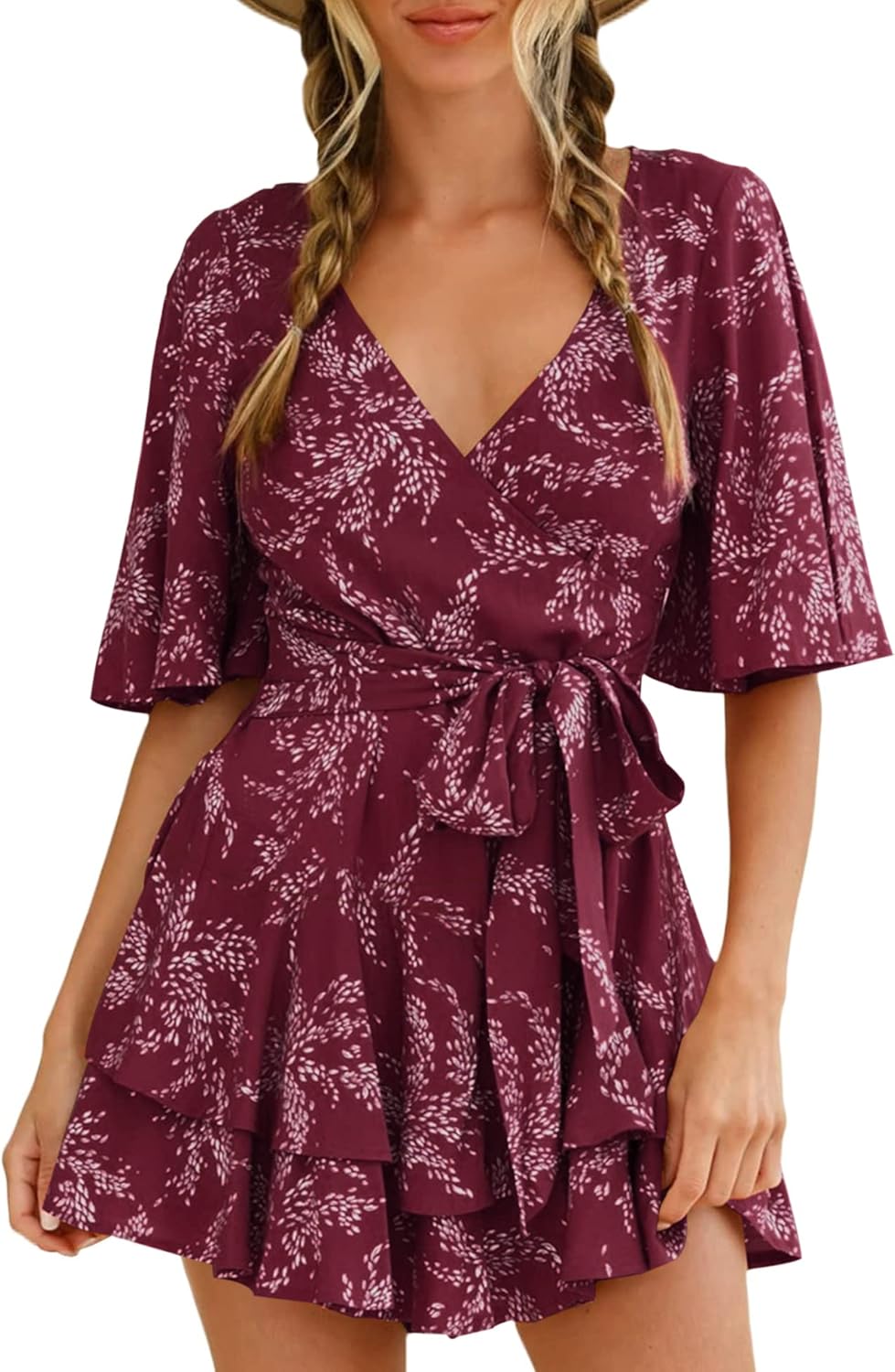 Floral V Neck Summer Romper for Women by Relipop - Stylish & Casual