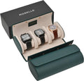 ROSELLE Genuine Leather Watch Roll Case for 3 Watches - Travel