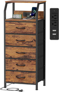 Furnulem 5-Drawer Dresser with USB Charging Station for Bedrooms