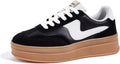 Women's Platform Suede Leather Sneakers - Thick Sole Comfort