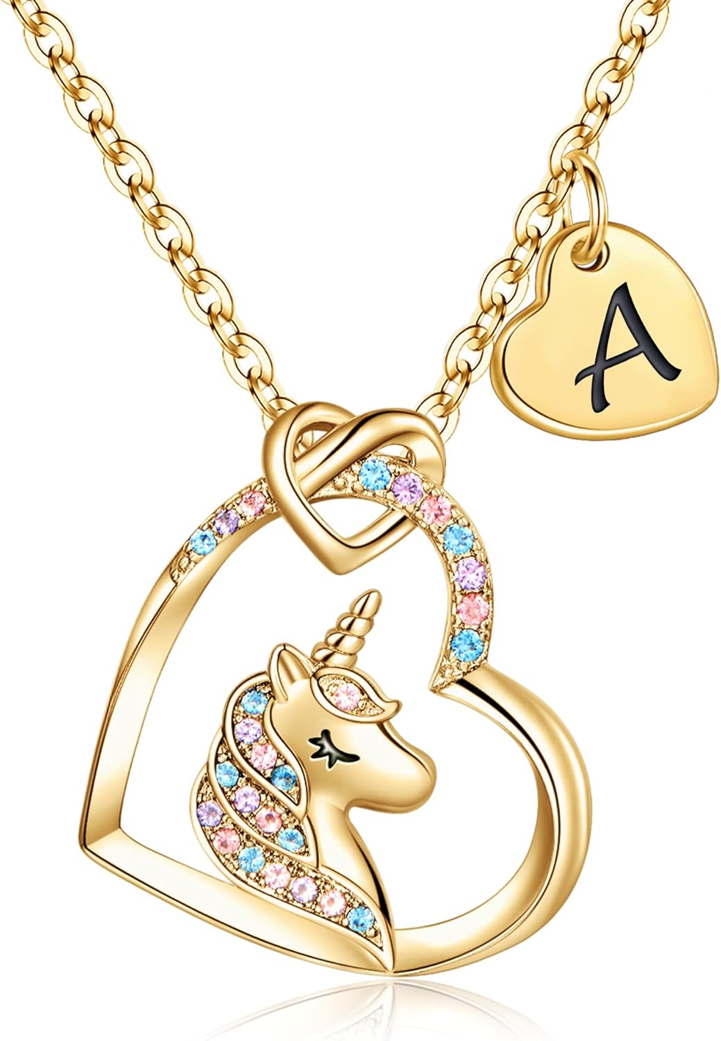 Colorful Heart Unicorn Necklace - Ideal Easter Gift