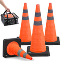 28 in Collapsible Traffic Safety Cones 4-Pack - Stable Weighted Base