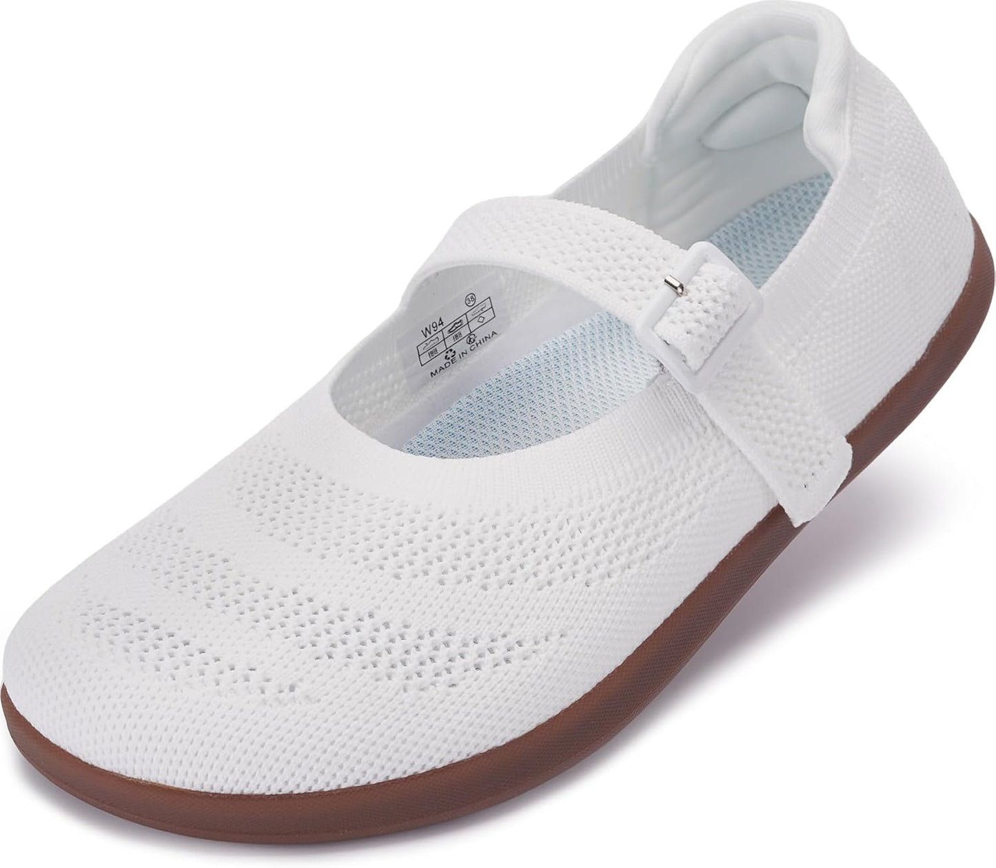 WHITIN Women's Barefoot Mary Jane Flats with Adjustable Straps