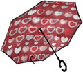 Red Hearts Oversize Inverted Umbrella - Romantic & Windproof