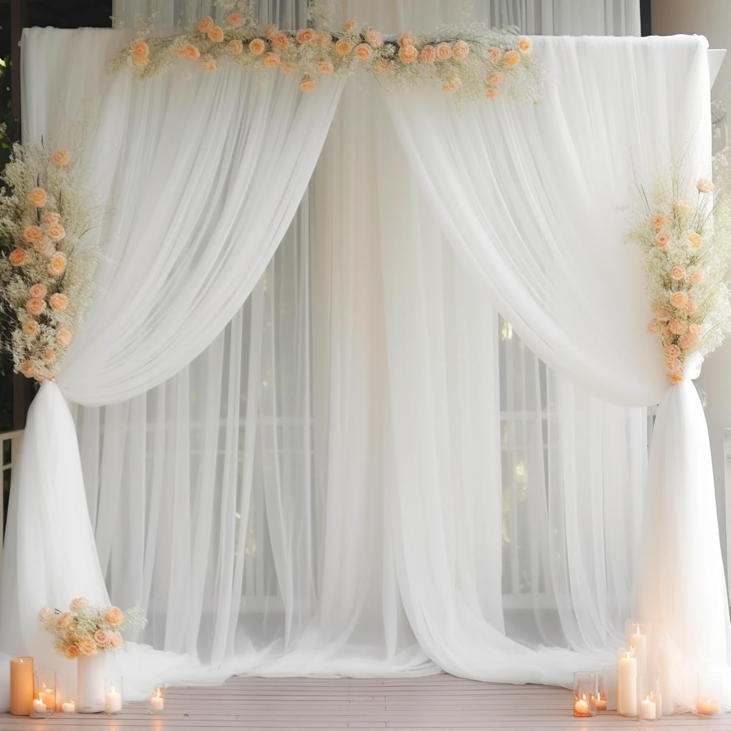 PARTISKY 20x10ft Sheer White Tulle Backdrop: Elegant Party Decor