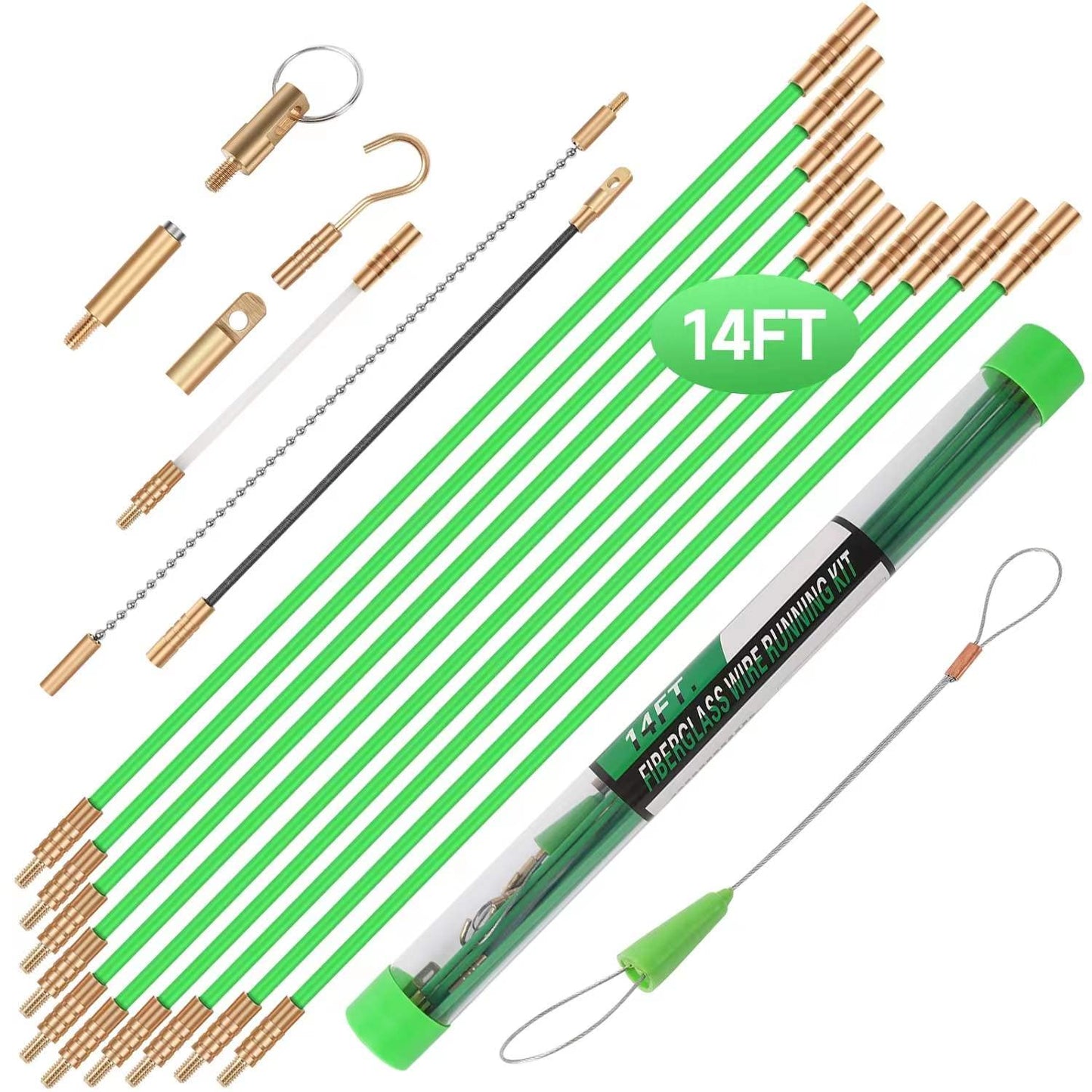 14FT Glow Rods Electrical Kit - 8 Attachments, Easy Wire Pulling