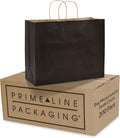 Black Paper Shopping Bags 16x6x12, 100 Pack - Sturdy Kraft Gift Bags