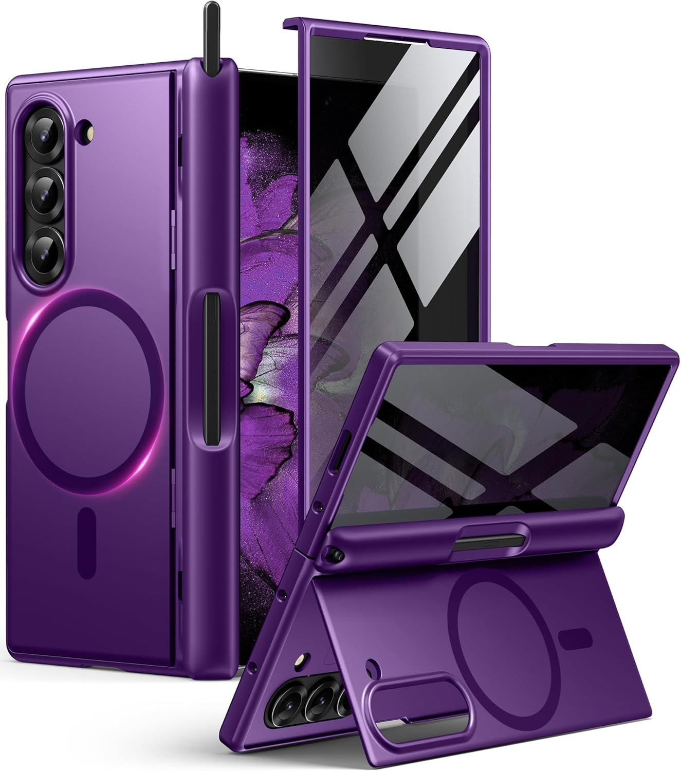 Z Fold 6 Case with Privacy Screen Protector and Kickstand