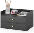 Bamboo Desk Organizer with Drawers - Compact Natural Desk Storage