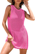Womens Knit Crochet Swimsuit Cover Up Mini Dress - Beach Ready