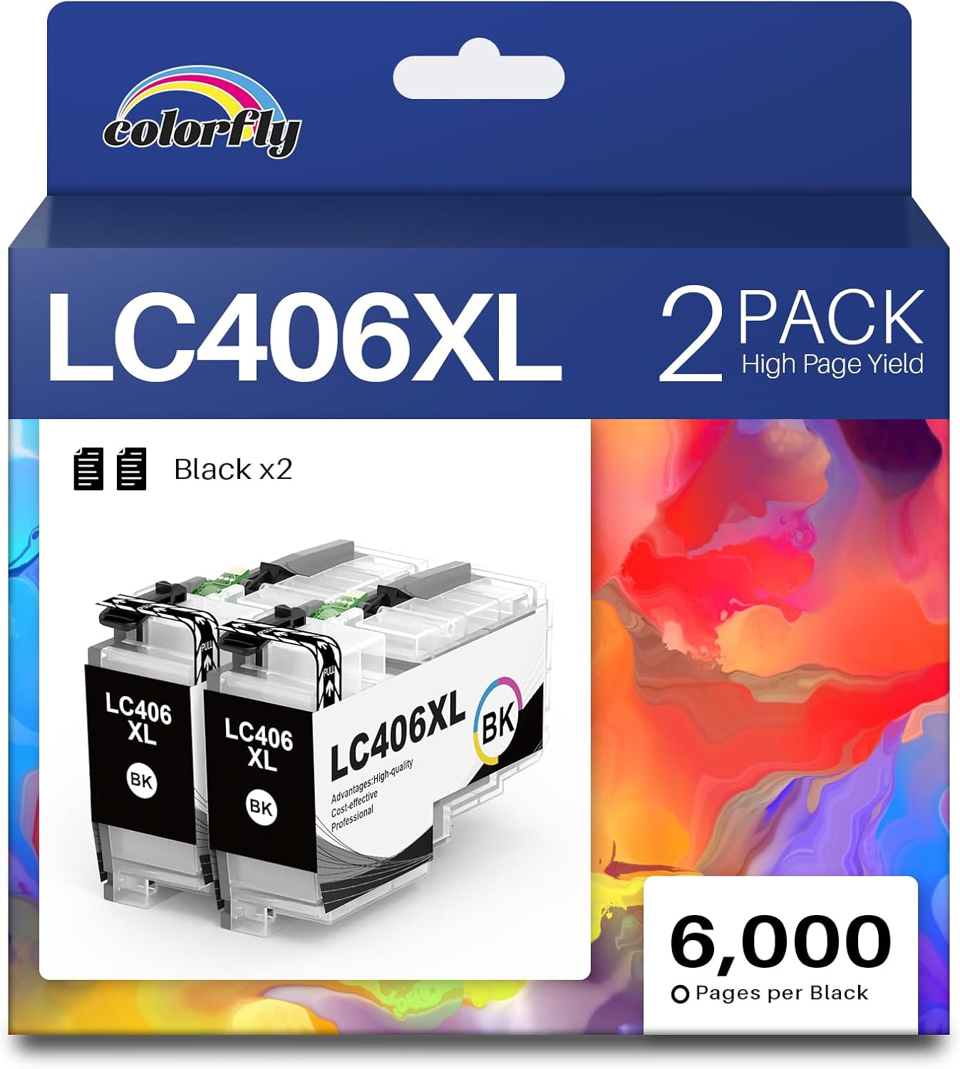 LC406XL Black Ink Cartridges for Brother Printers - High Yield