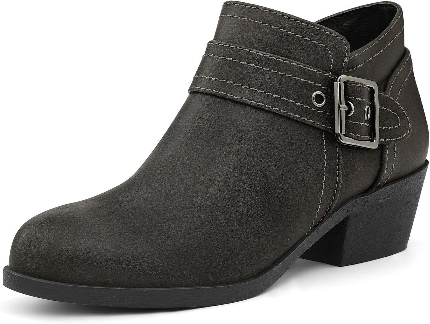 Stylish Women's Ankle Boots with Chunky Heel and Zipper