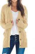 Women's Cable Knit Open Front Cardigan - Loose Buttoned Fall Layer