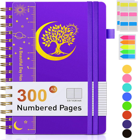 PAIBAS Large Spiral Notebook 300 Numbered Pages 100 GSM Lined Paper