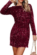 Sequin Bodycon Dress - Warm Velvet Long Sleeve Mini