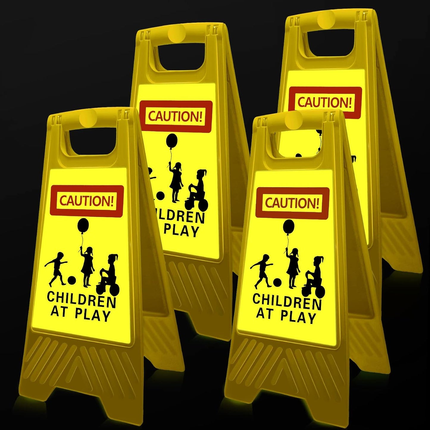 4 Pcs Large Reflective Slow Down Kids at Play Sign for Safety