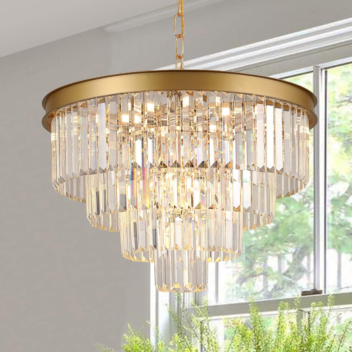 Modern Crystal Chandeliers Gold 24 Round Chandelier for Home