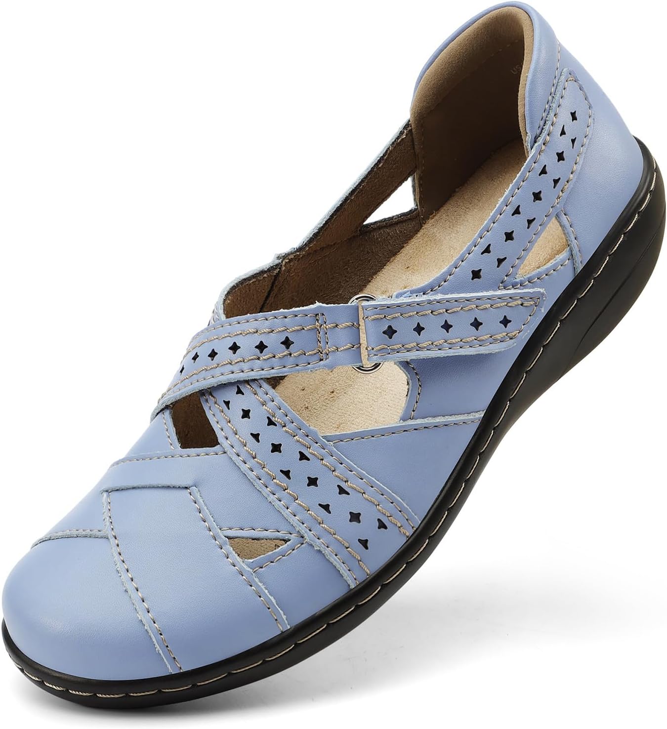 Irrefour Women's Classic Genuine Leather Casual Loafer Sandal