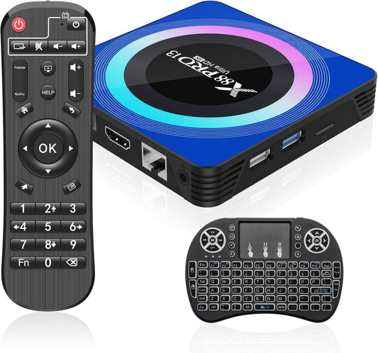 8K Android TV Box w/ Dual WiFi & BT 5.0 + Backlit Keyboard