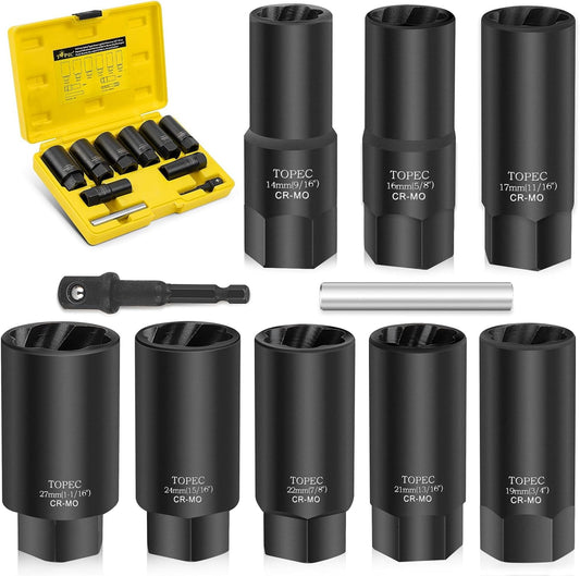 TOPEC 10PCS Deep Lug Nut Remover Kit for Stripped Bolts & Nuts