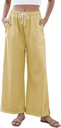 Athlisan Womens Baggy Wide Leg Palazzo Pants Casual Loose Drawstring