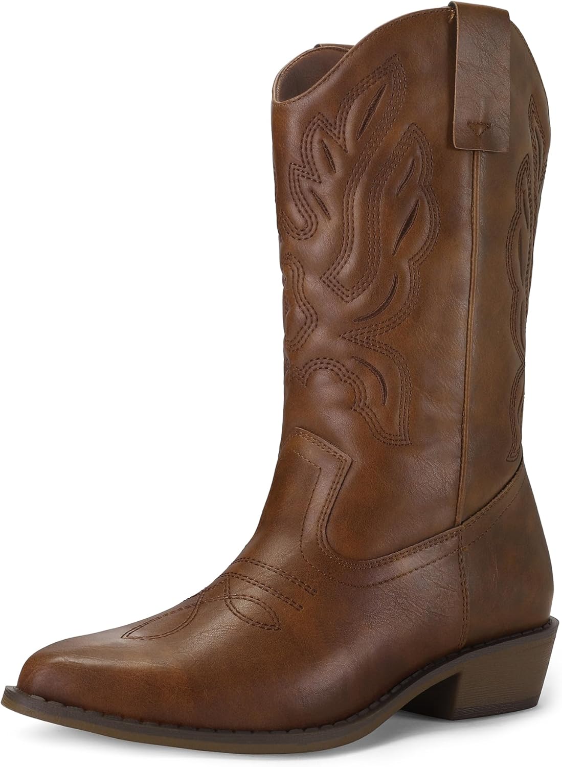 Stylish Mid-Calf Cowboy Boots with Embroidered Design for Women