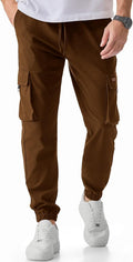 Mens Cargo Jogger Pants with Elastic Waist and D-Ring - Lightweight