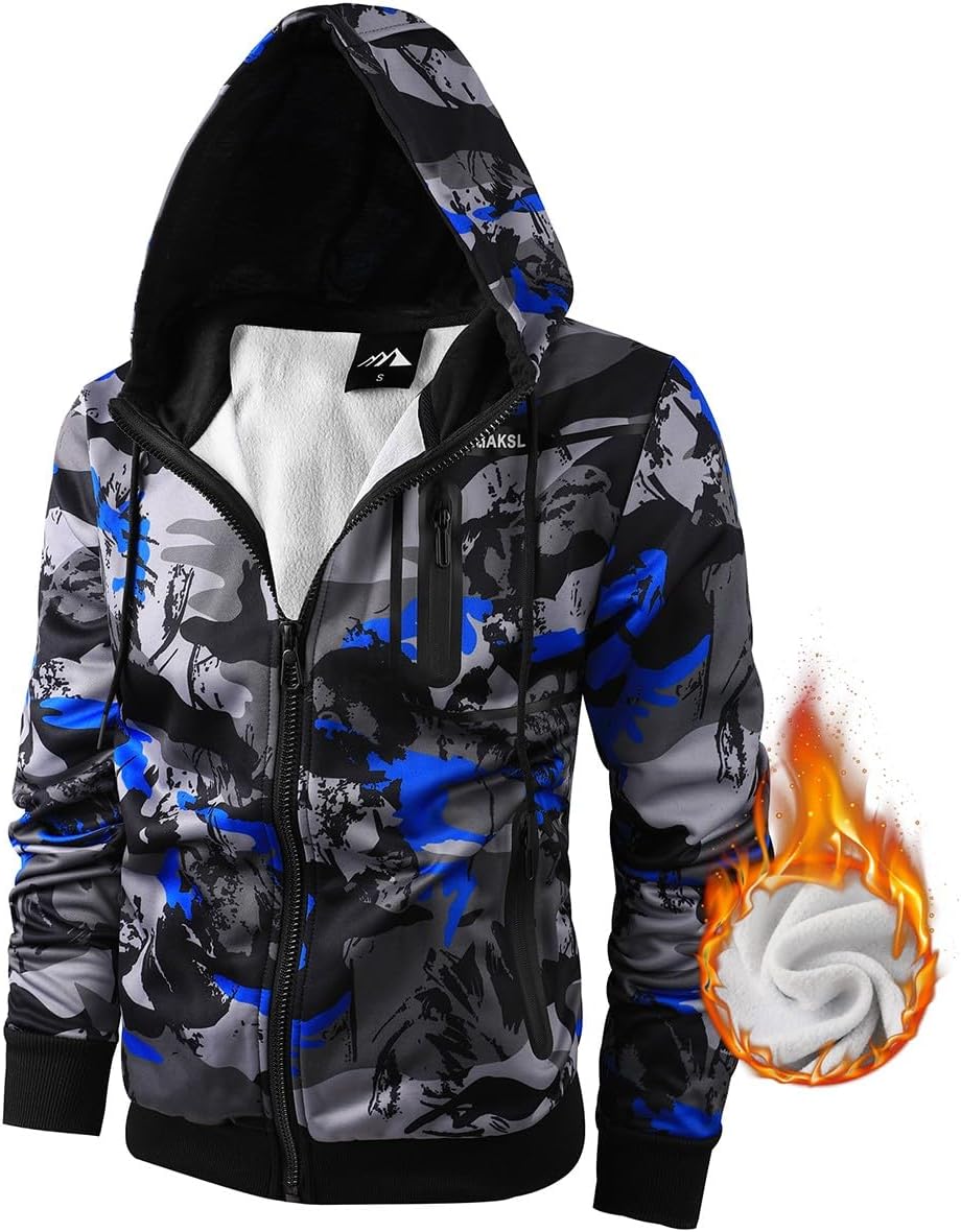 OHSNMAKSL Hoodies for Men - Warm Fleece Full Zip Jacket