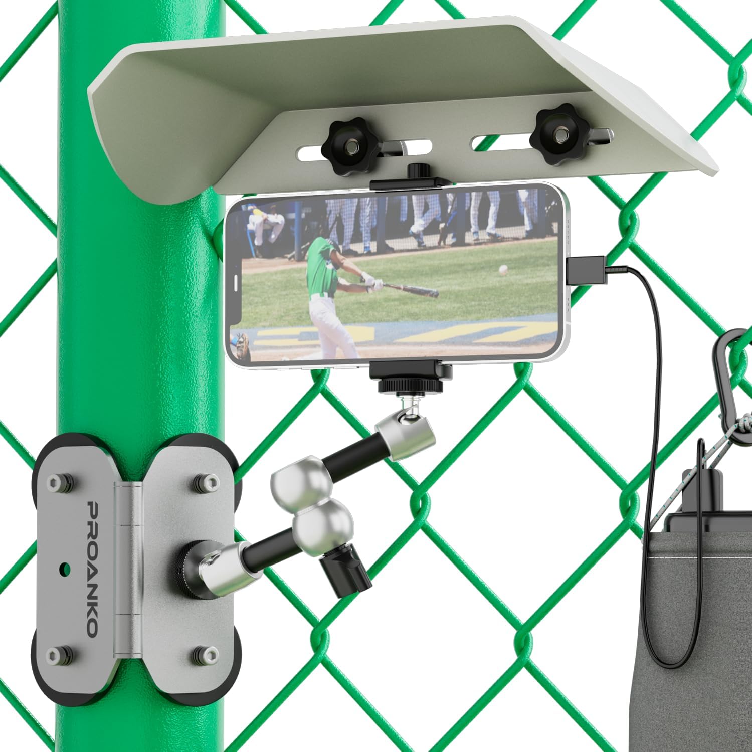 Magnetic Phone Fence Mount with Shade for Recording Sports