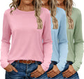 Long Sleeve Thermal Shirts for Women 3 Pack - Lightweight Base Layer