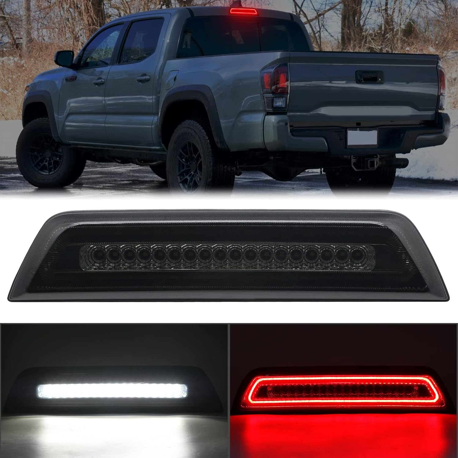 R&F Auto Smoked Lens Strobe LED 3rd Brake Light for Tacoma