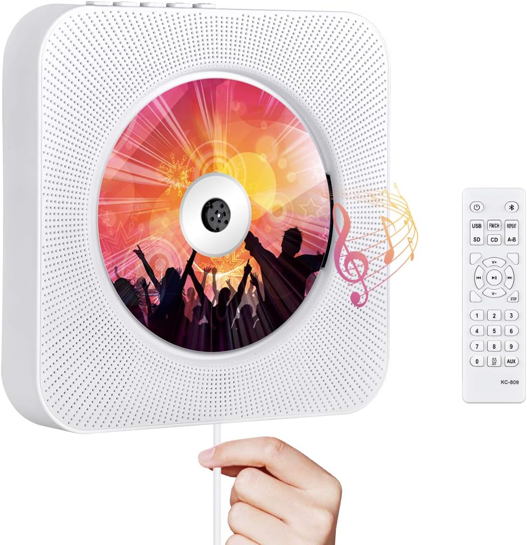 Portable CD Player with Bluetooth and Wall Mountable Design