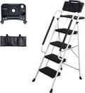LEADALLWAY 4 Step Ladder with Handrails and Tool Tray - Stable 330lbs