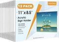 Acrylic Sign Holder 8.5x11 12 Pack - Clear Wall Mount Frames