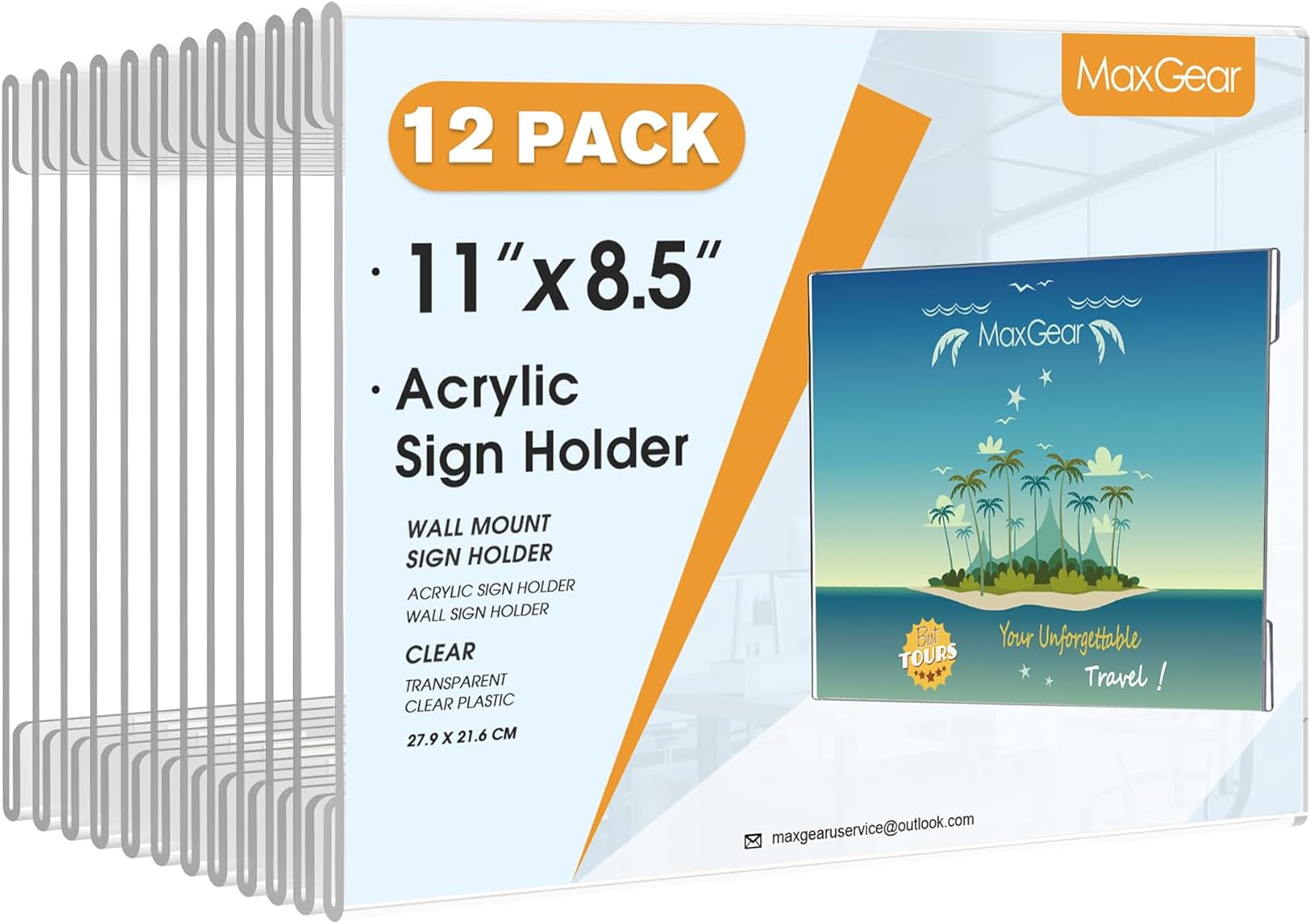 MaxGear Acrylic Sign Holder 8.5x11 for Easy Display and Use